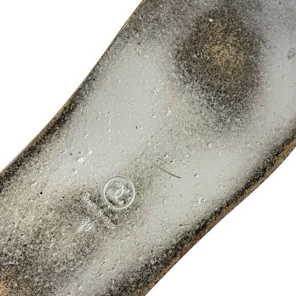 Chanel Sandals Shoes Leather Silver Coco Mark Velcro - Picture 8 of 10